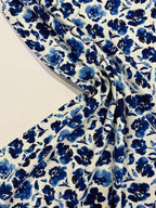 Painterly Flowers Viscose Linen Blend
