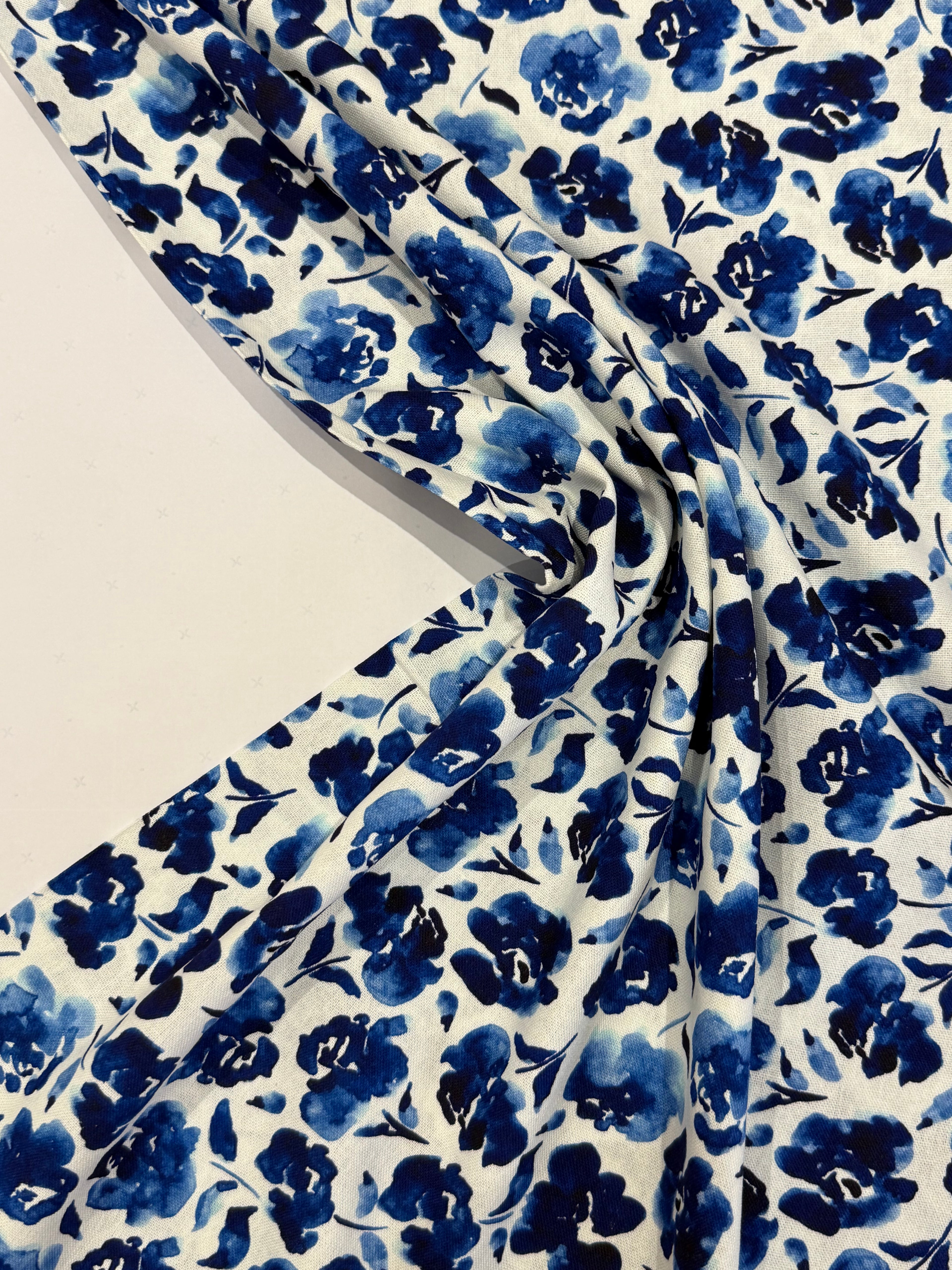 Painterly Flowers Viscose Linen Blend