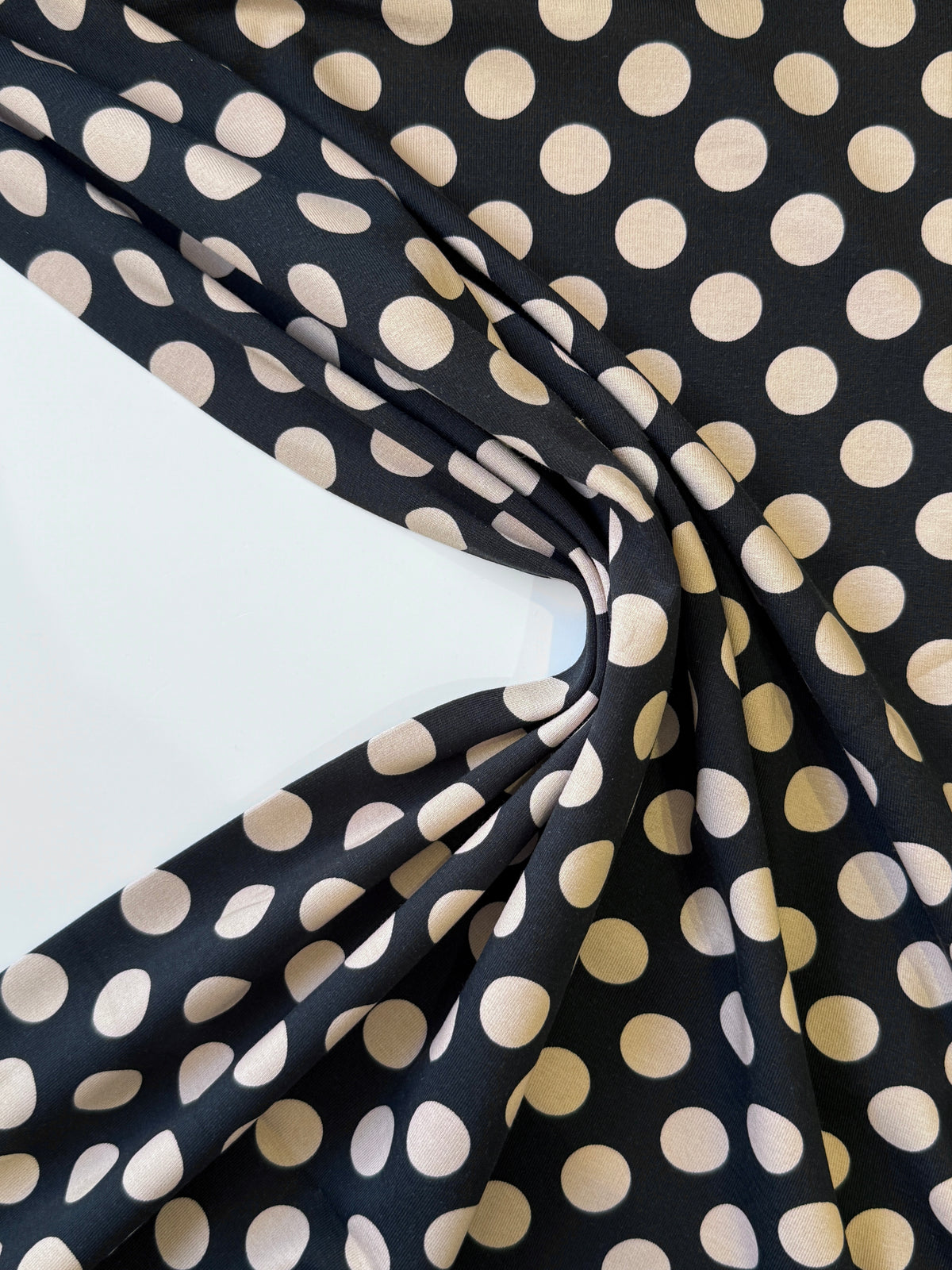 Black And Biscuit Polka Spots Cotton Jersey By Stof Of Denmark