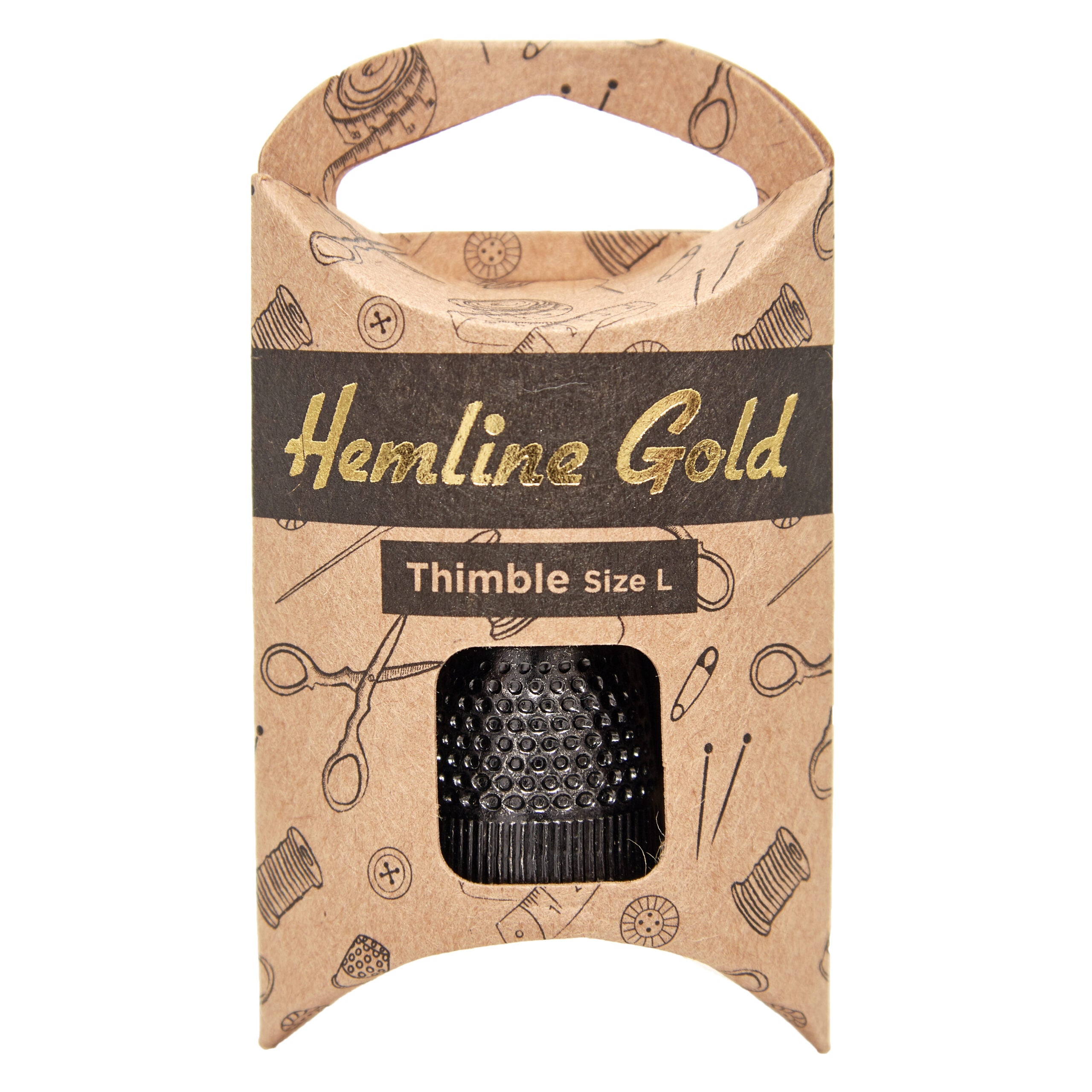 Hemline Gold Thimble: Premium Quality: Large: Black