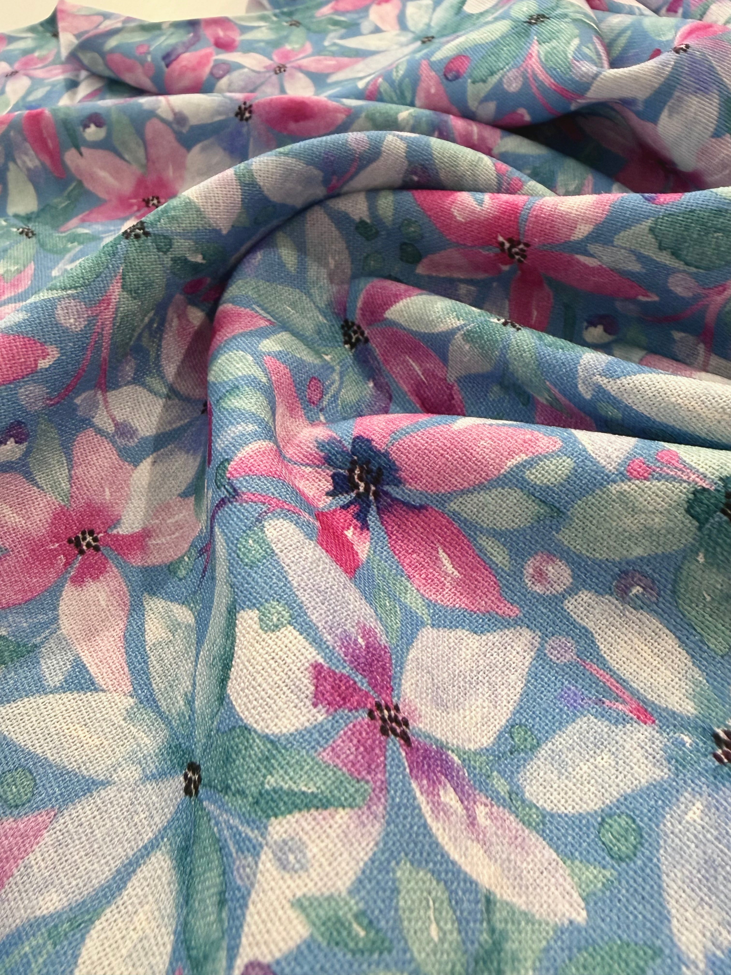 Water Lillies Viscose Linen Blend