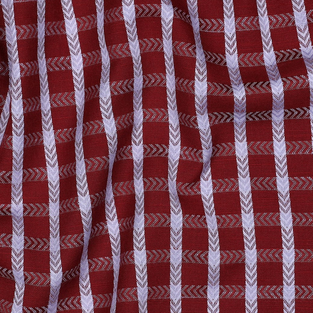 Burgundy Chevron Check Yarn Dyed Cotton