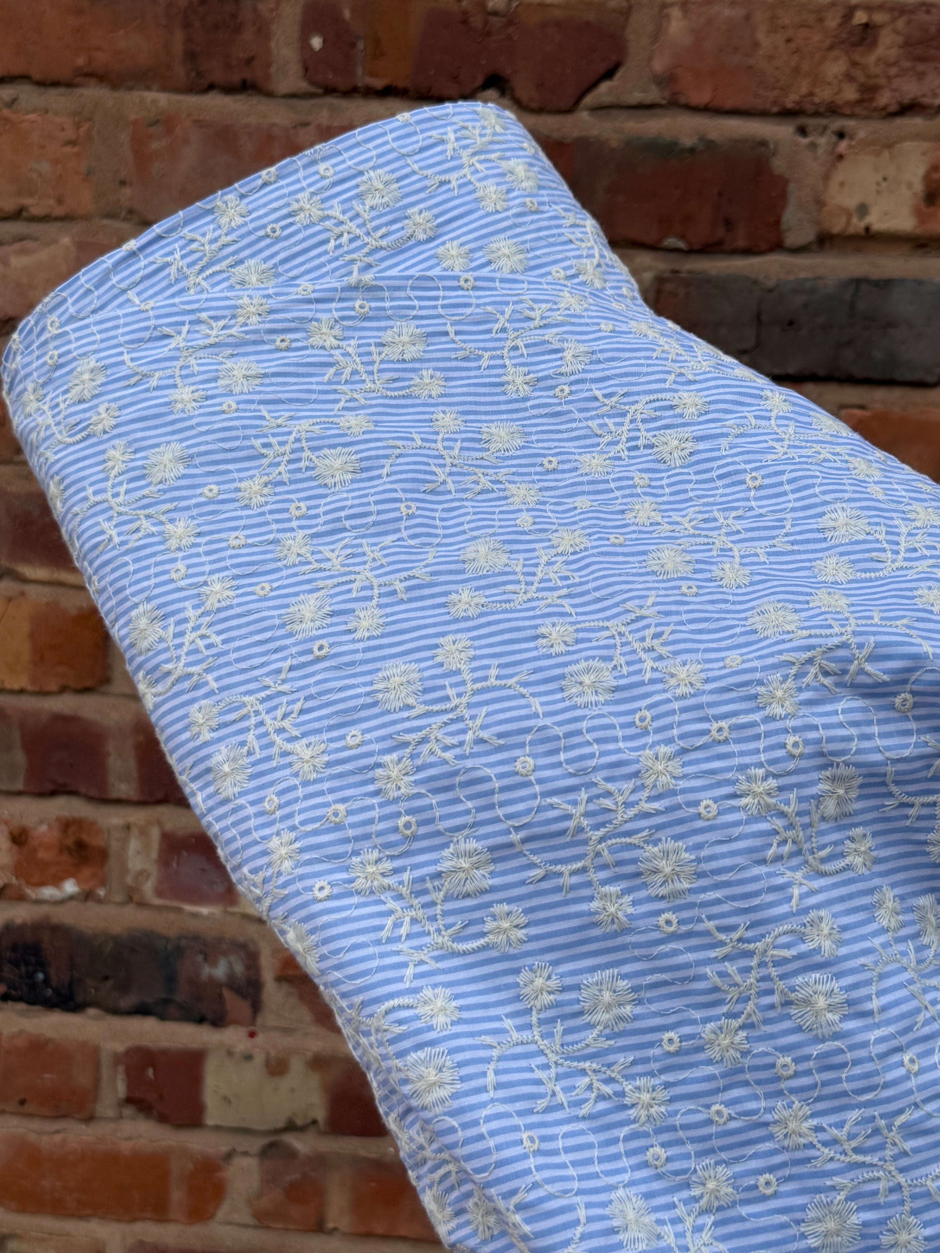 Blue And White Stripe Embroidery
