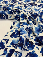 Painterly Flowers Viscose Linen Blend