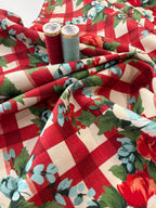 Floral Gingham Check Cotton Viscose Blend