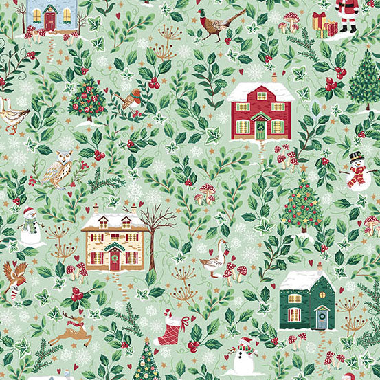 Cottages Green MU240G - Country Christmas By Makower UK