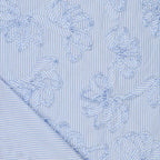 Blue And White Stripe Tickertape Flowers Cotton