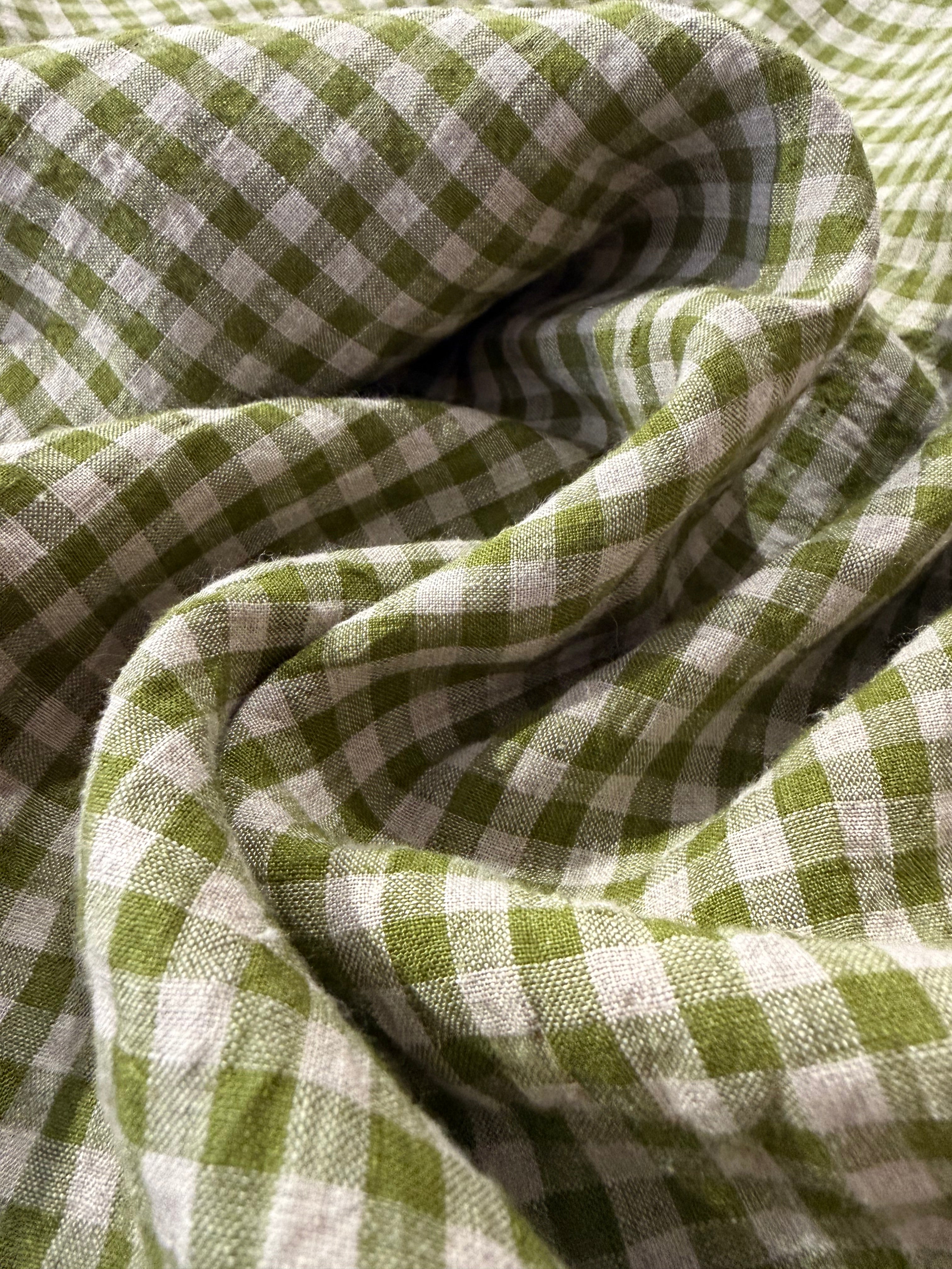 Homestead Gingham Laundered Linen - Kiwi Green - By Lady McElroy