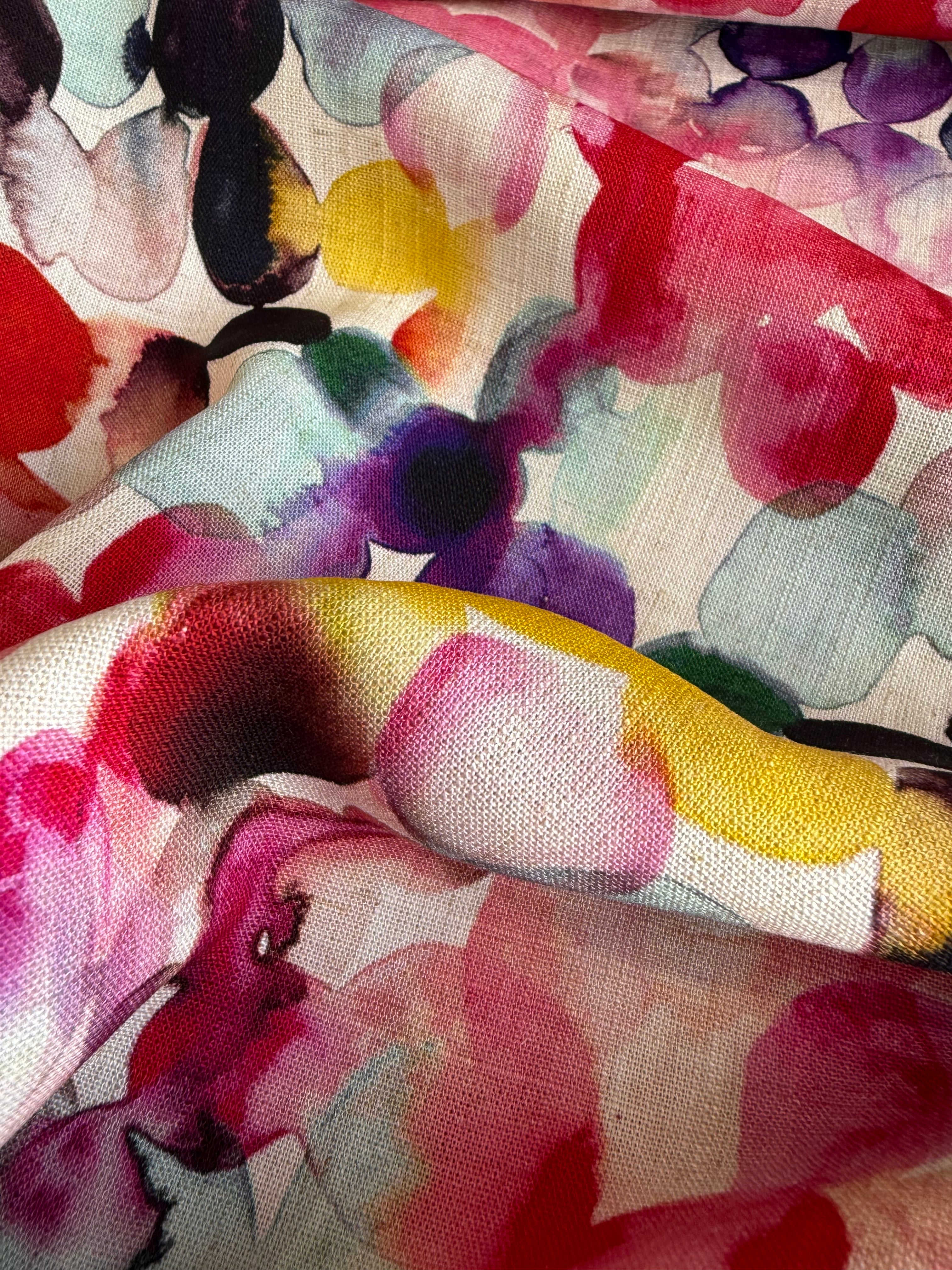 Watercolour Burst Viscose Linen Blend