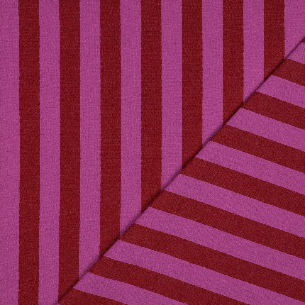 Red And Fuchsia Cotton Yarn Dyed Stripes