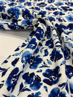 Painterly Flowers Viscose Linen Blend