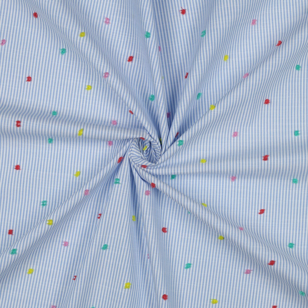 Pinstripe With Multicoloured Dobby Spot Cotton