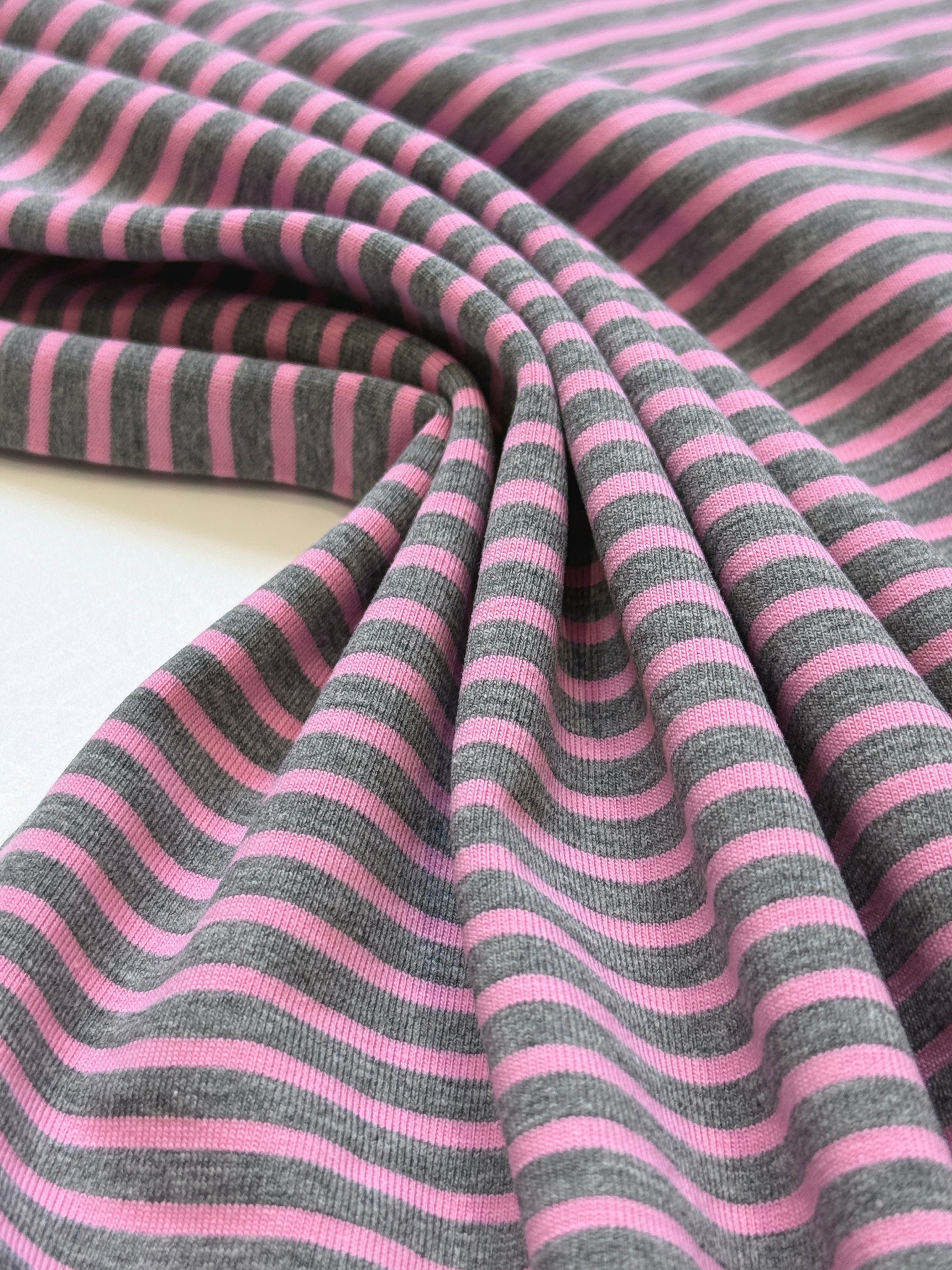 Yarn-Dyed Cotton Jersey Stripe - Pink/Grey