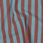 Chocolate Brown And Muted Teal Yarn-Dyed Cotton Stripe