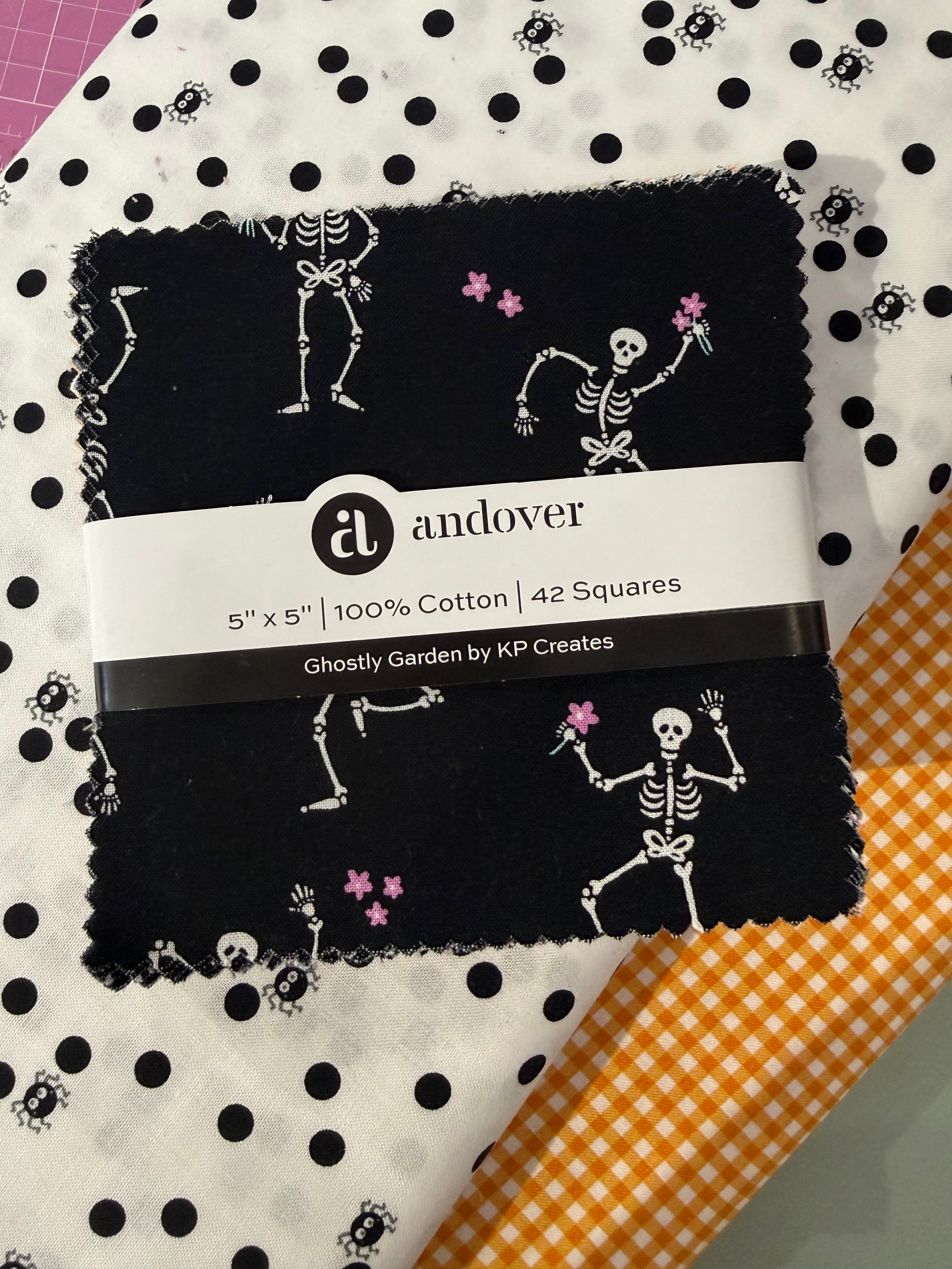 Ghostly Garden 5 Inch Charm Pack By KP Creates for Andover Fabrics