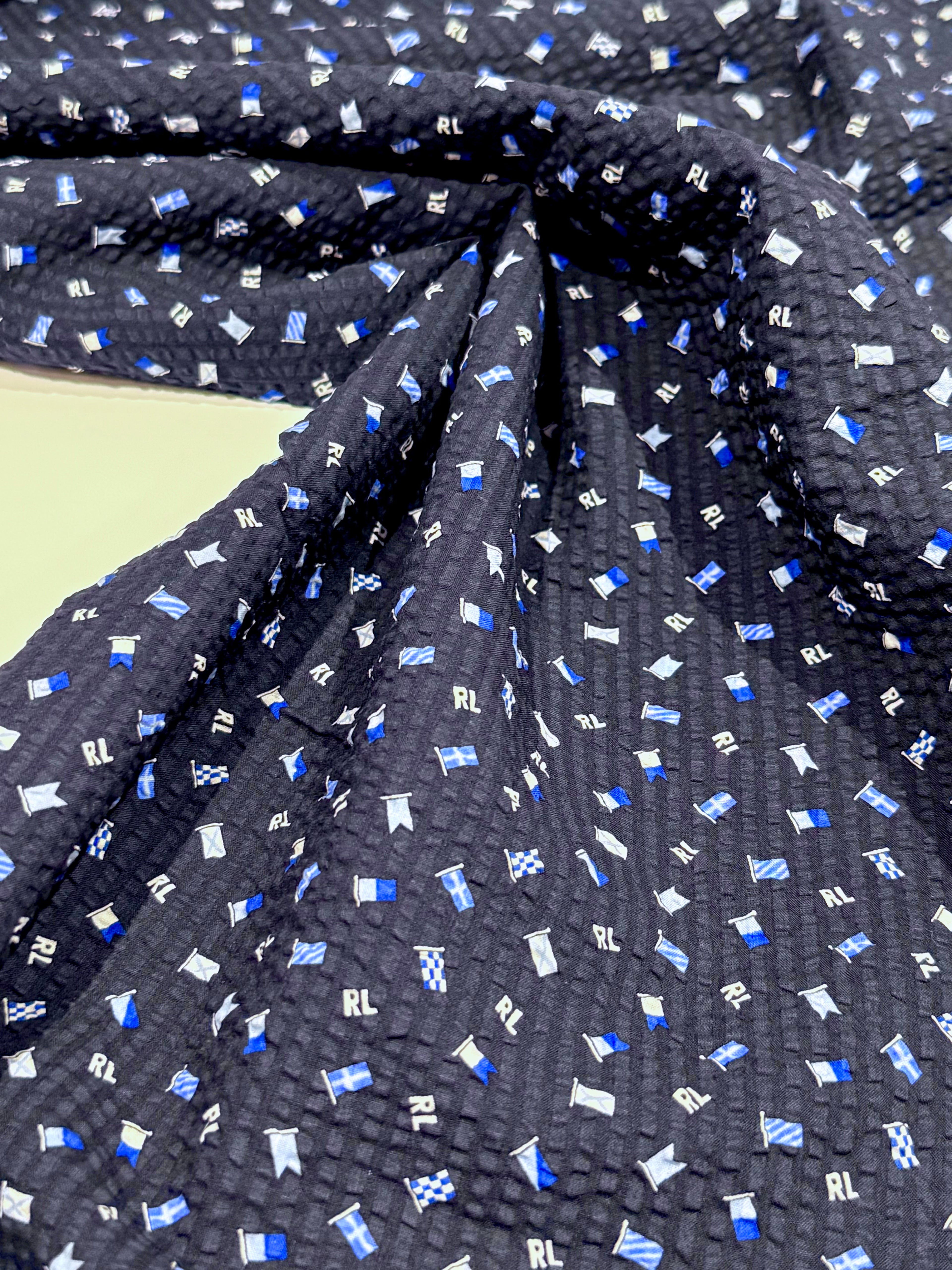 Nautical Flags Deadstock Seersucker Cotton