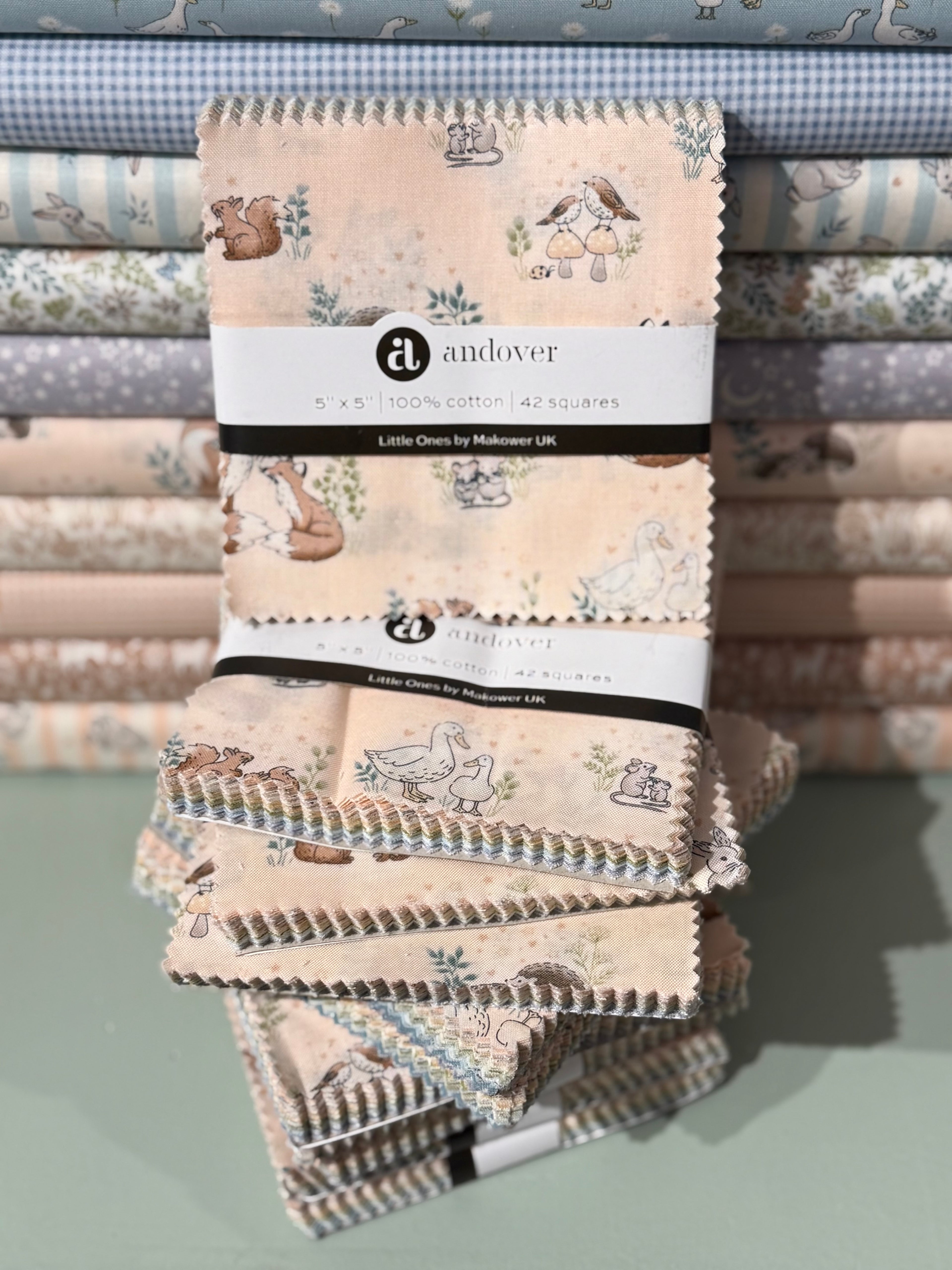 Little Ones - Charm Pack (42 x 5x5 Inch Squares) - By Makower UK