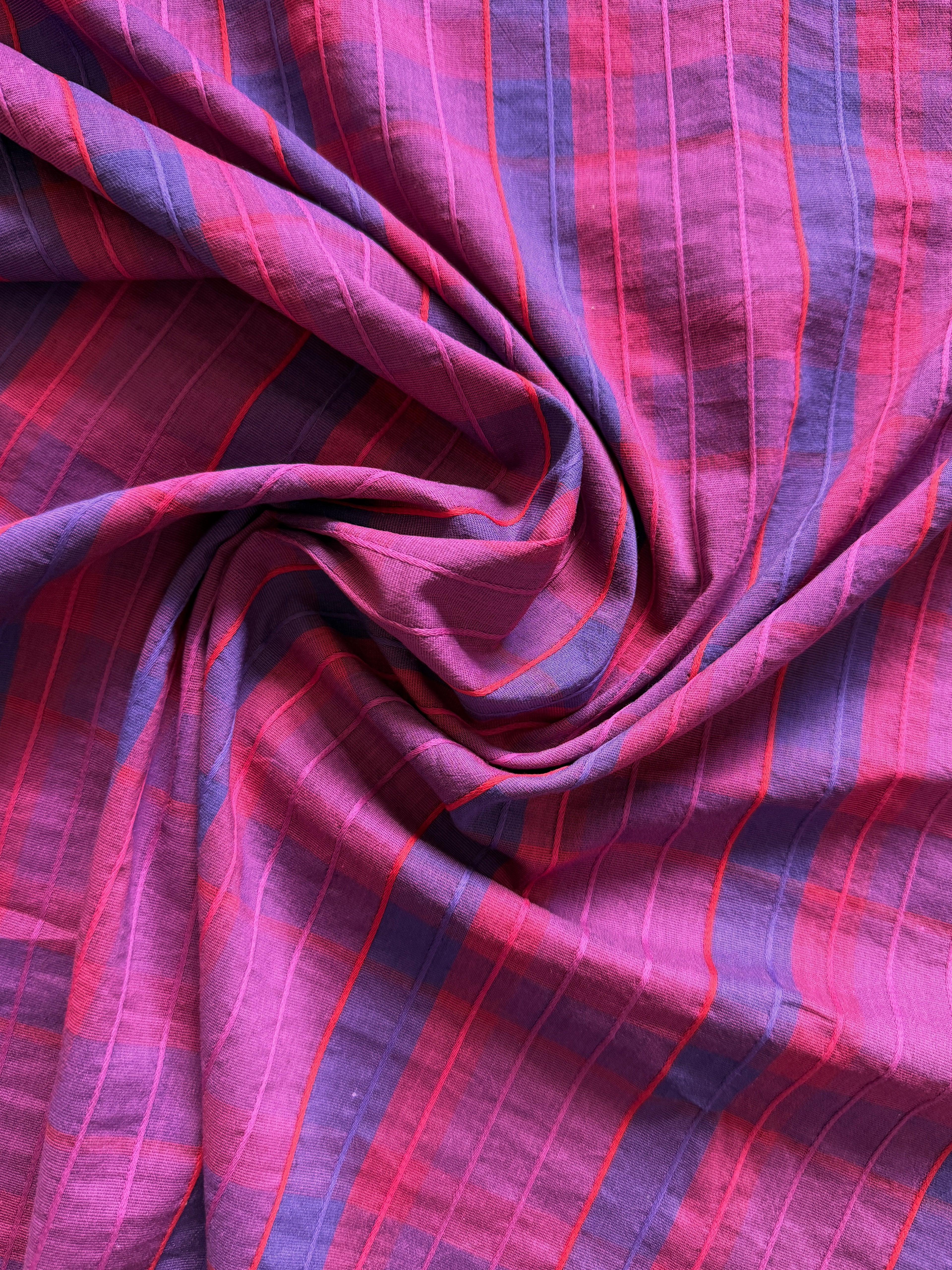 Fuchsia & Indigo Yarn Dyed Textured Check