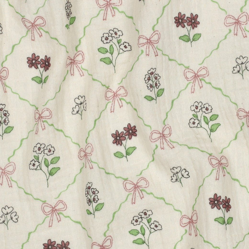 Bows & Blooms Cotton Double Gauze