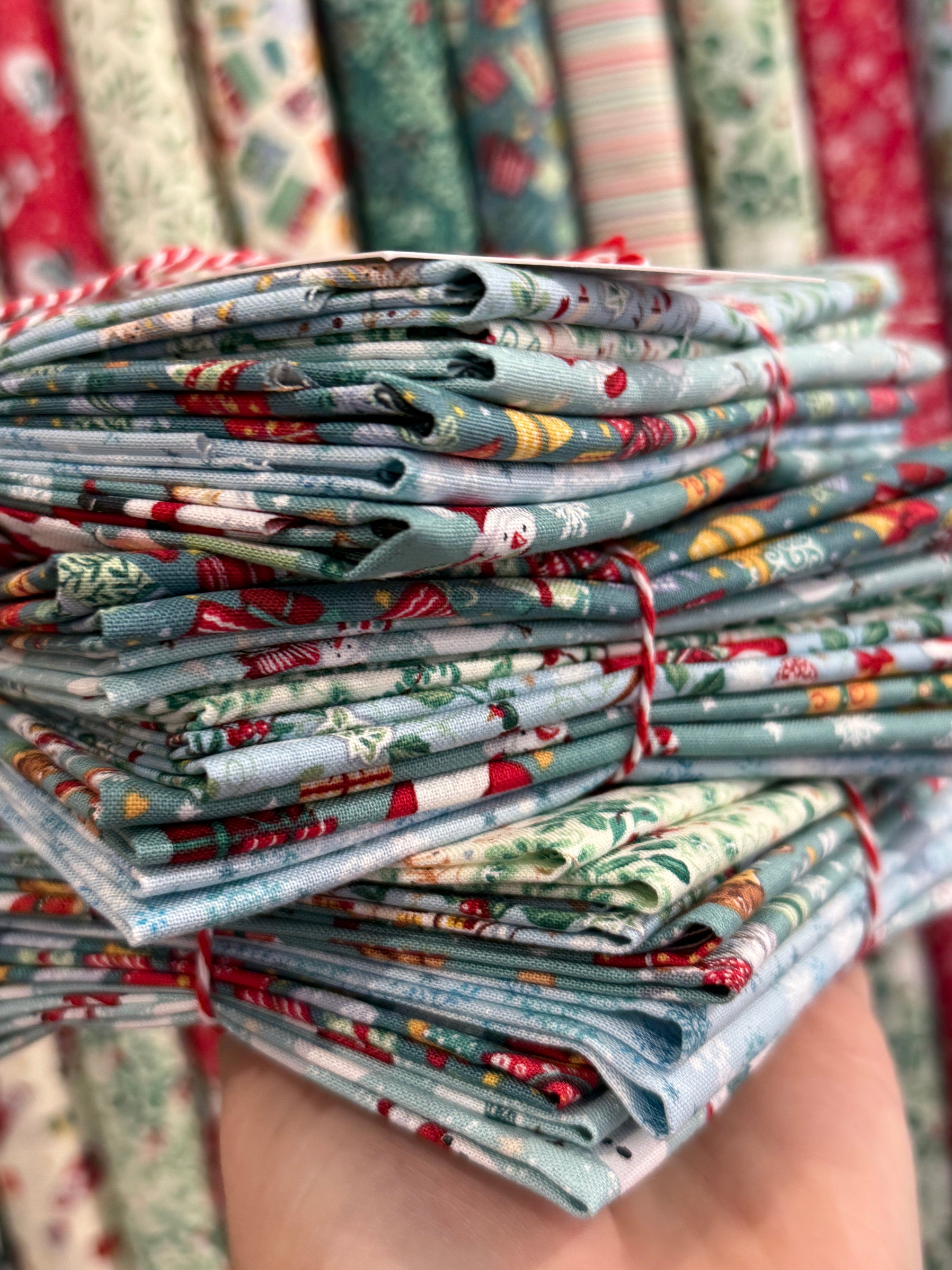Country Christmas Fat Quarter Bundle x6 Teal/Blue