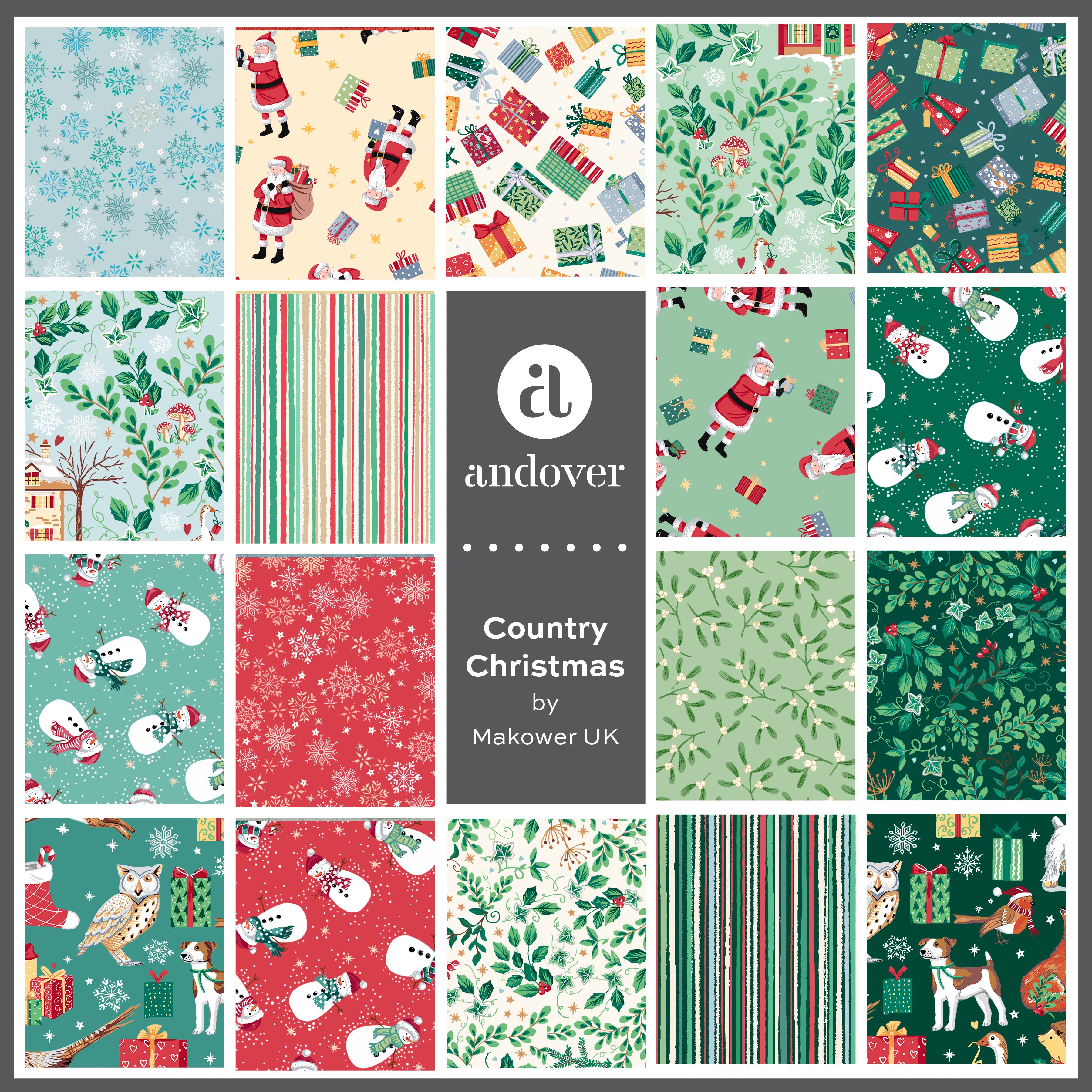Cottages Blue MU240B - Country Christmas By Makower UK