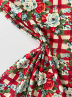 Floral Gingham Check Cotton Viscose Blend