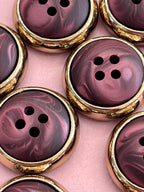 Chunky Marbled Wine And Gold 23mm Buttons