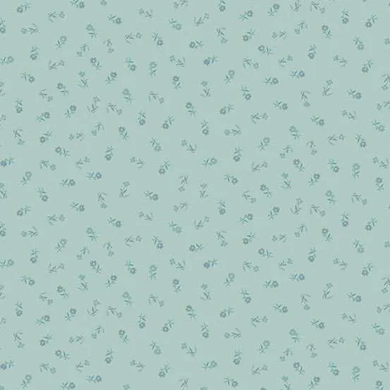 Petite Fleur By Makower UK - Sprig Pale Teal - 187-T Fat Quarter