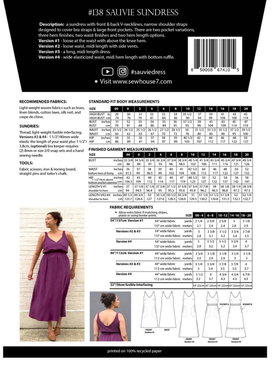Sauvie Sundress By Sew House Seven Size 00-20 / 16-34