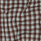 Blue & Brown Gingham Check Cotton Double Gauze