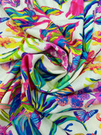 Tropical Butterfly Viscose Linen Blend
