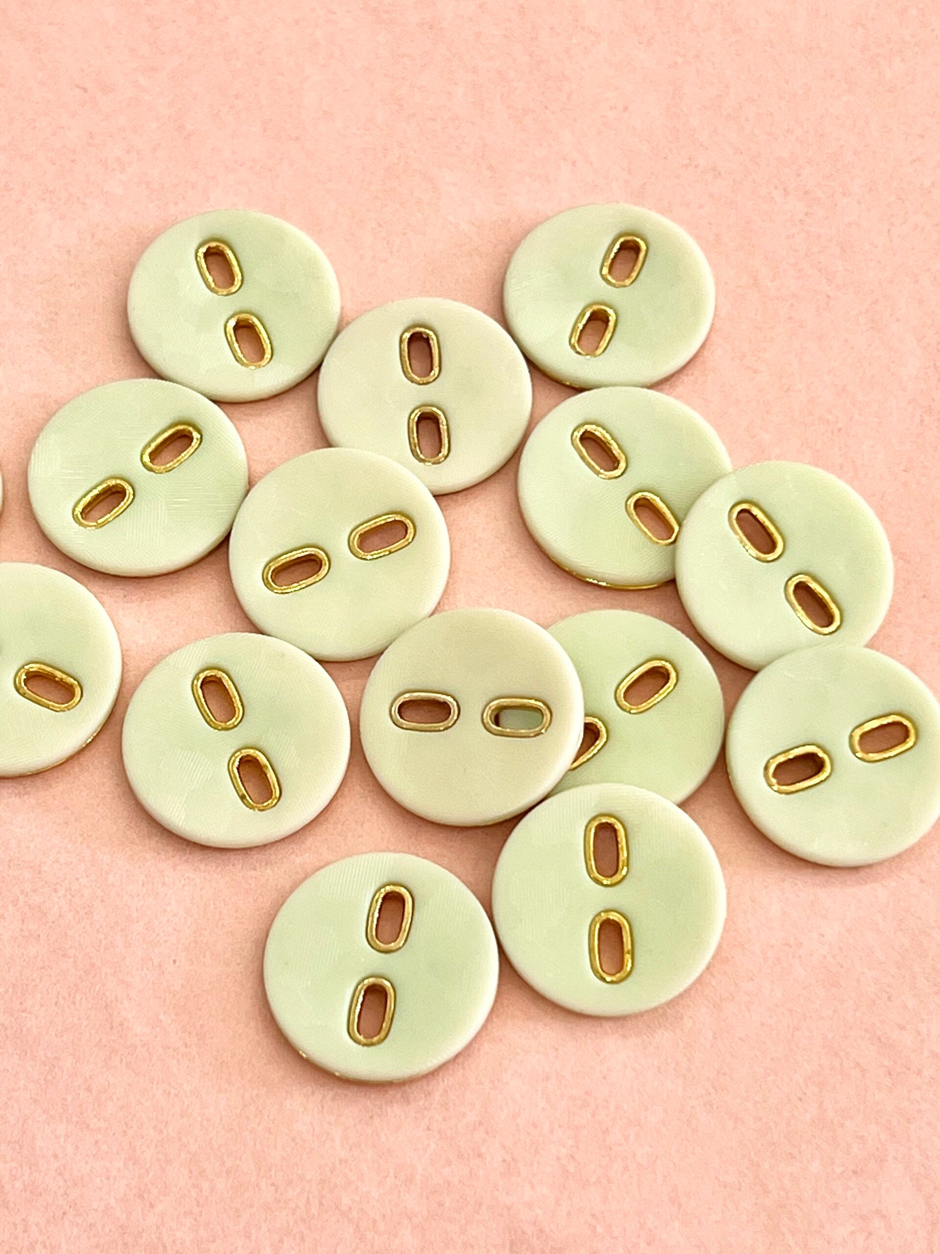 Pale Mint Green And Gold 22mm Buttons