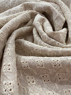 Embroidered Cutwork Viscose, Linen & Cotton Blend - Oatmeal