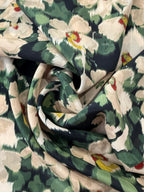 Painted Meadow Green Sandwashed Silk-Mix Crepe De Chine By Lady McElroy