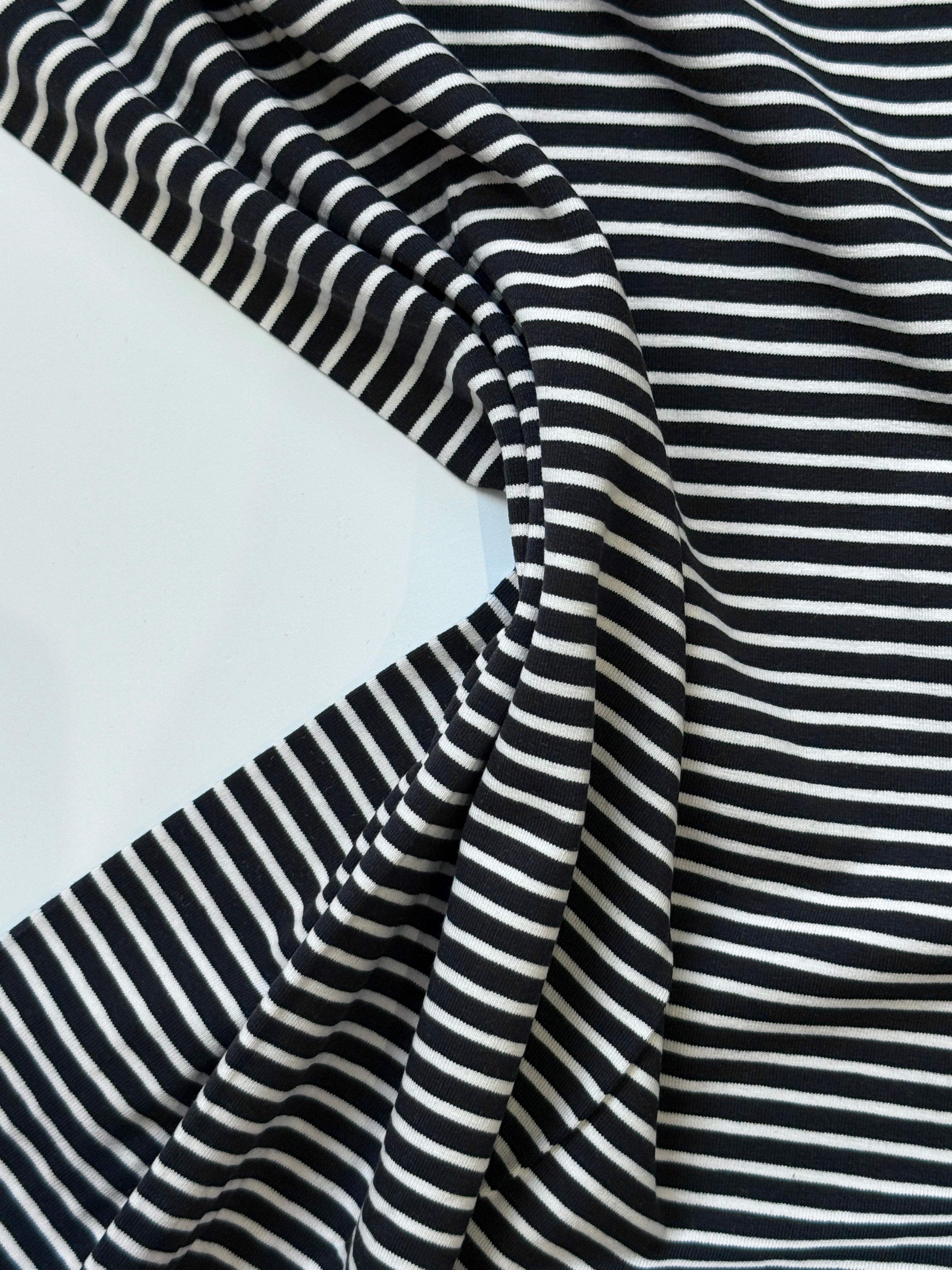 Yarn-Dyed Cotton Jersey Stripe - Black/White