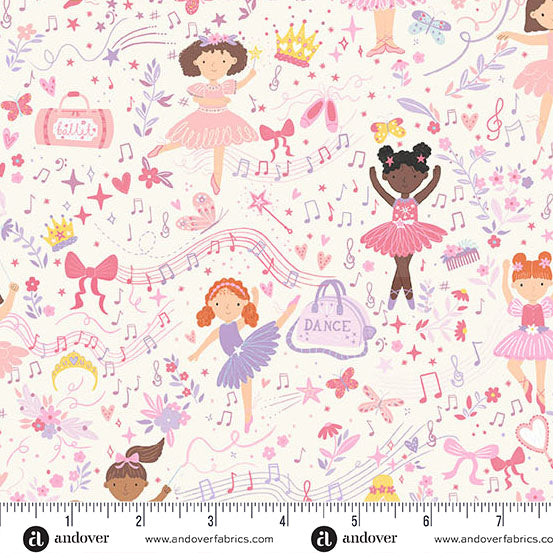 Dance Class Recital Cream MU-242-Q By Makower UK