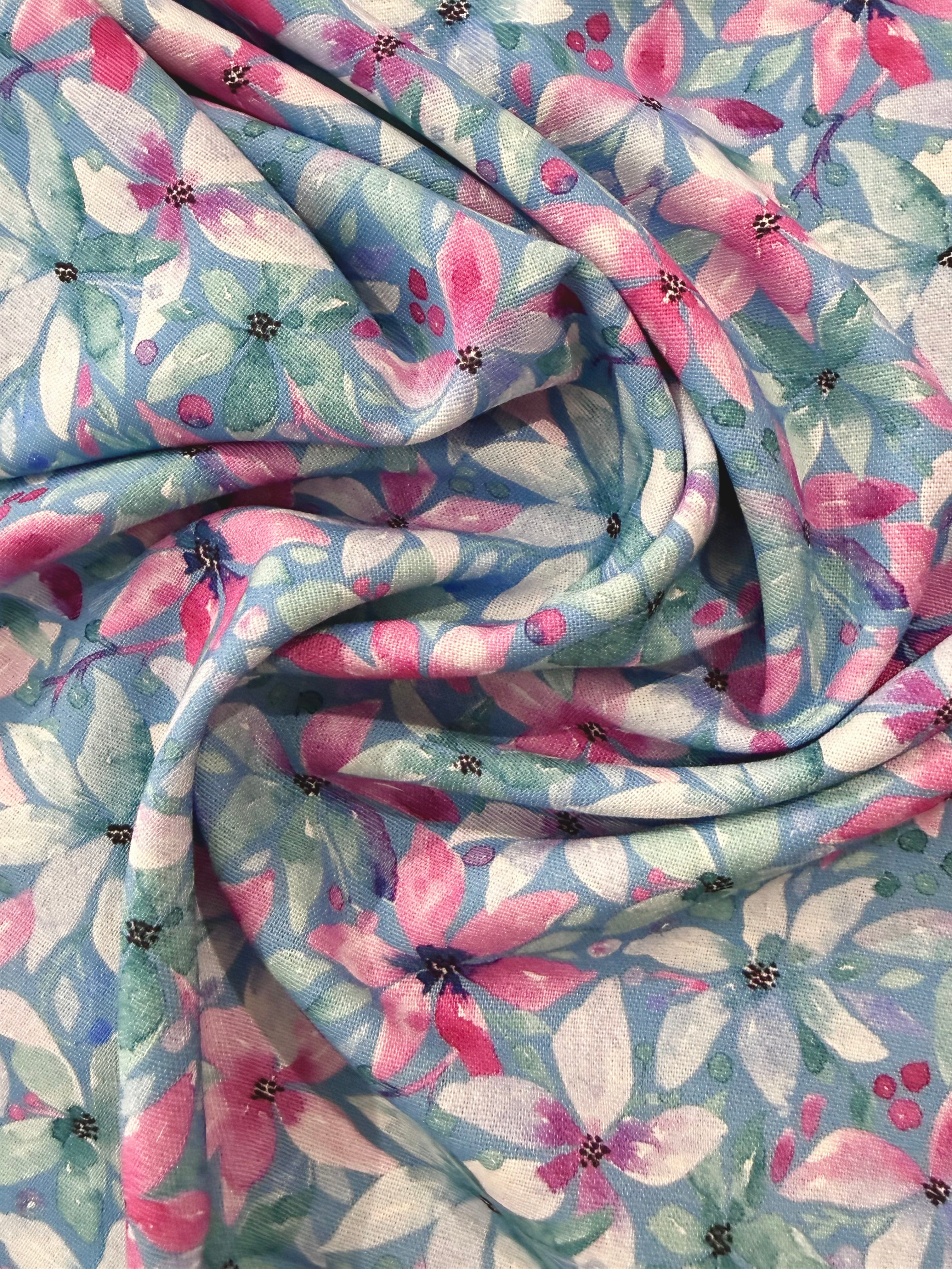 Water Lillies Viscose Linen Blend