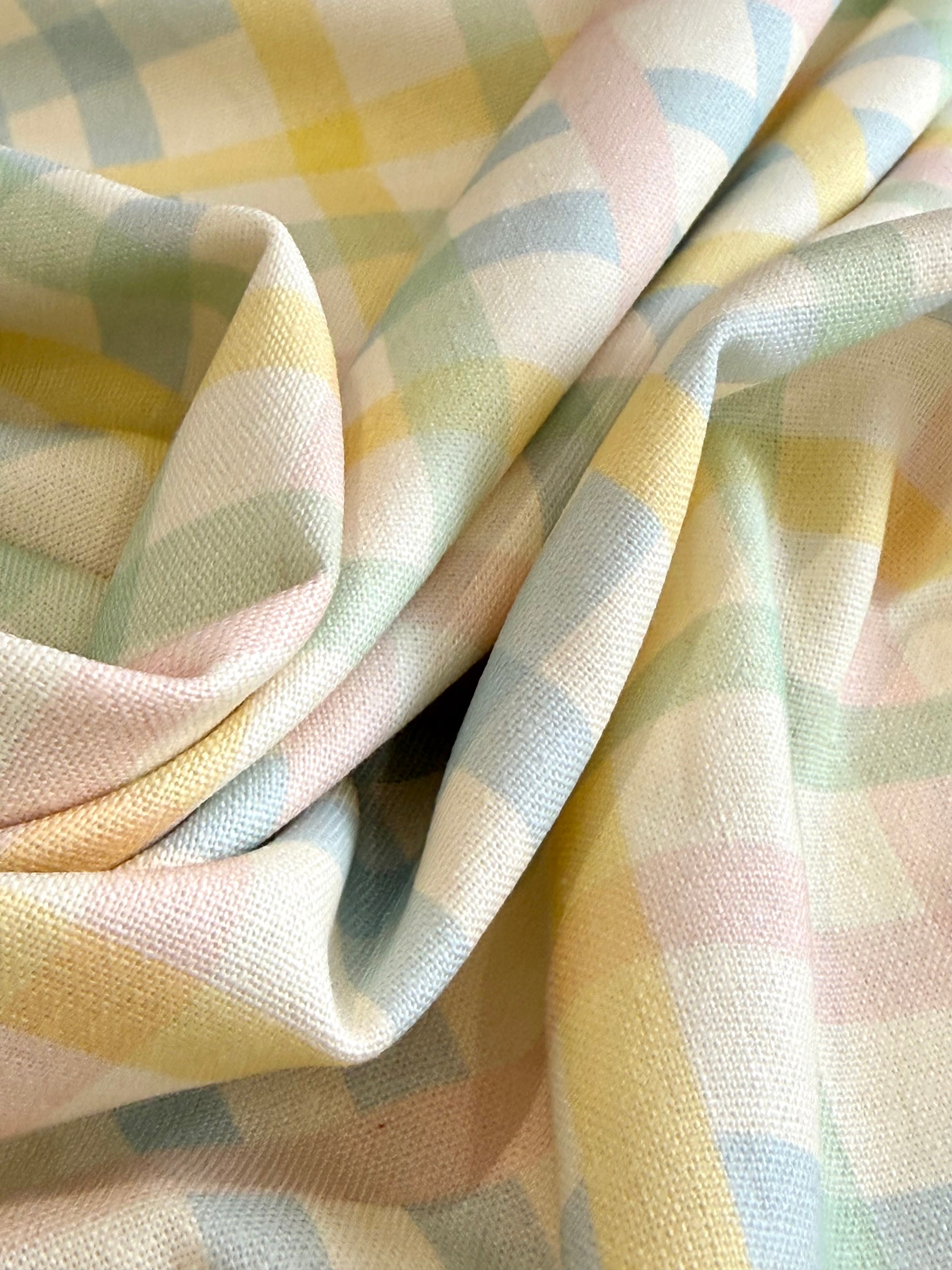 Pastel Checks Linen Viscose Blend