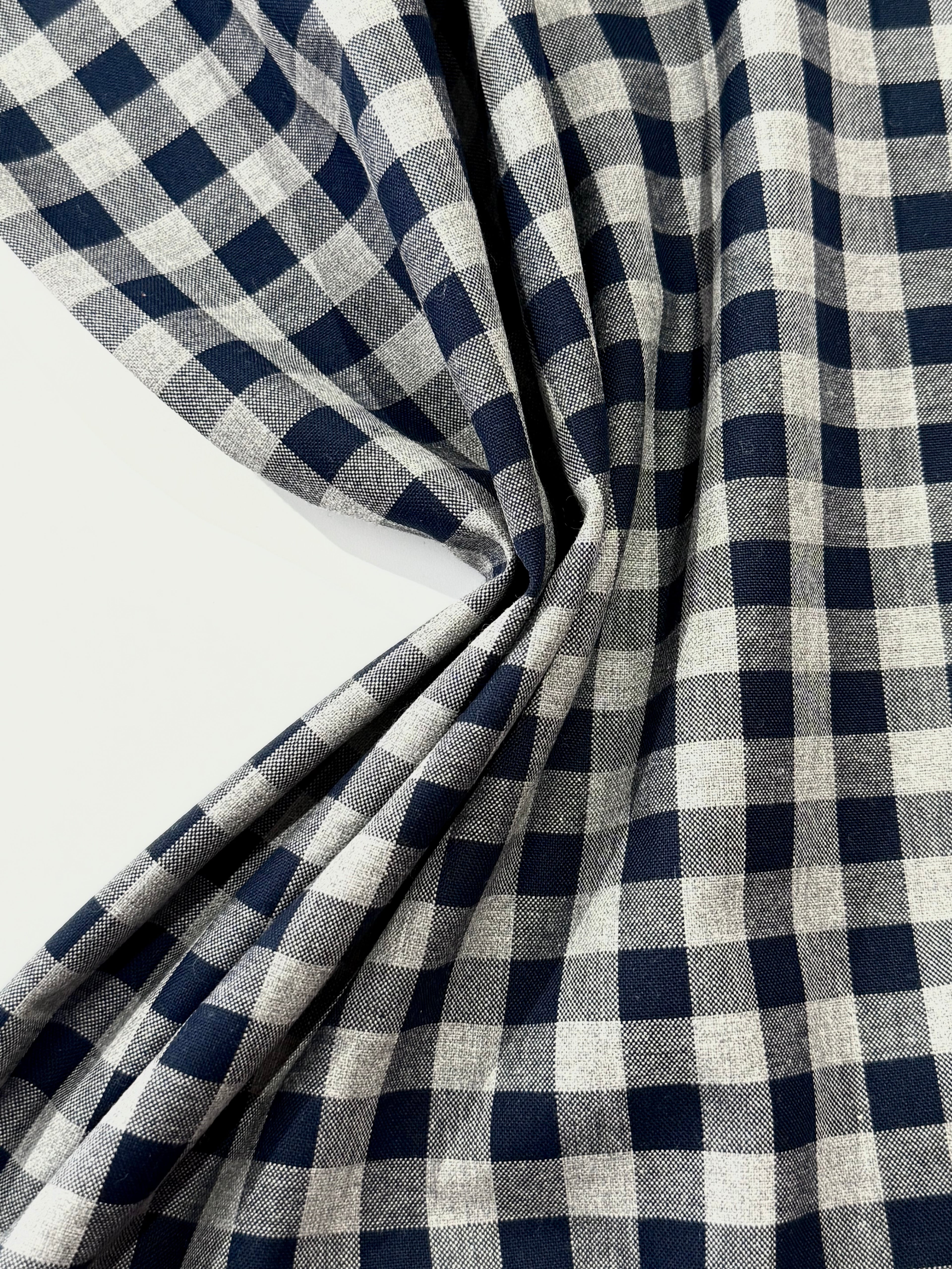 Blue & Grey Check Yarn-Dyed Oxford Cotton – Ex Paul Smith Deadstock