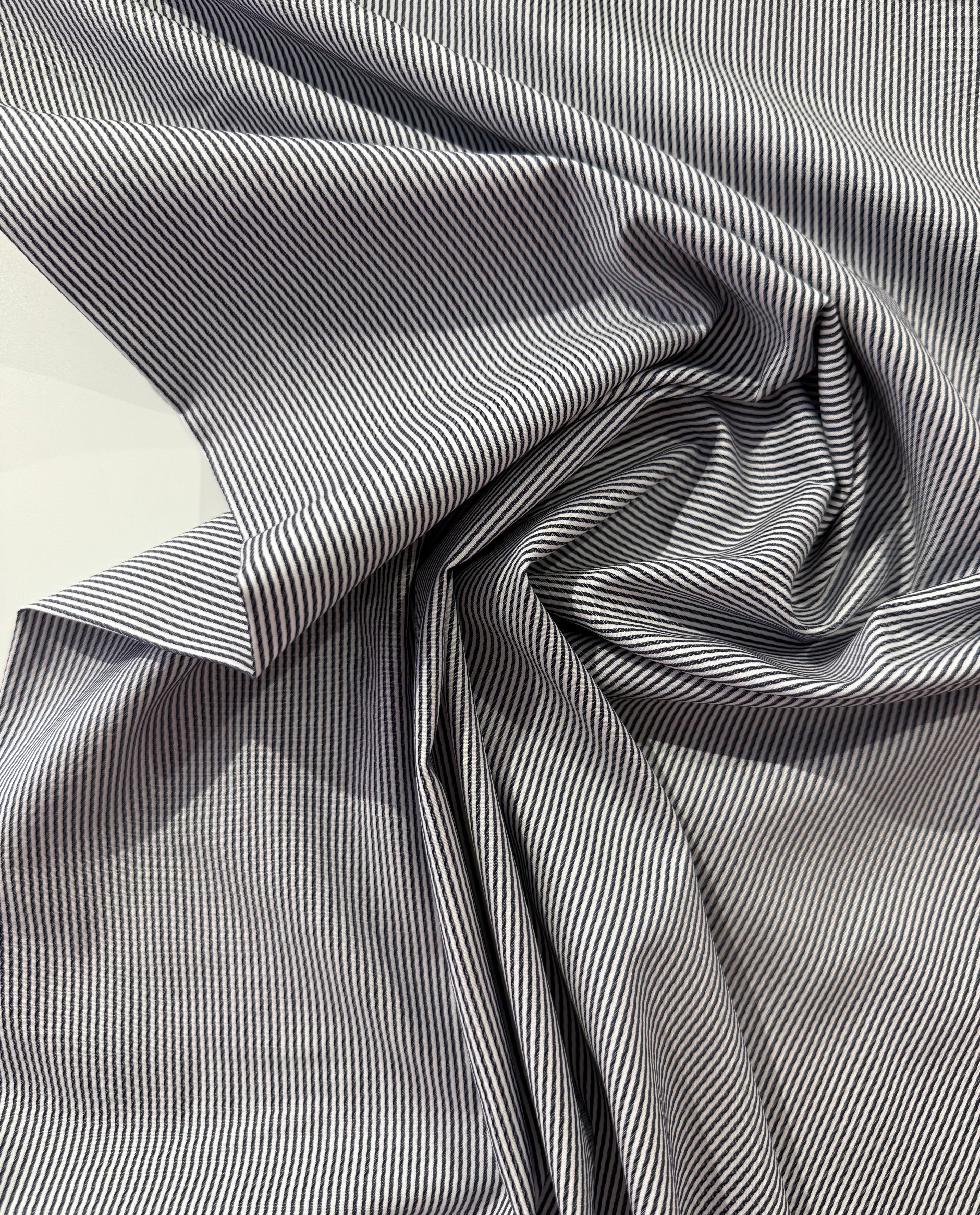 Ex Designer Deadstock Stripe Cotton - Navy