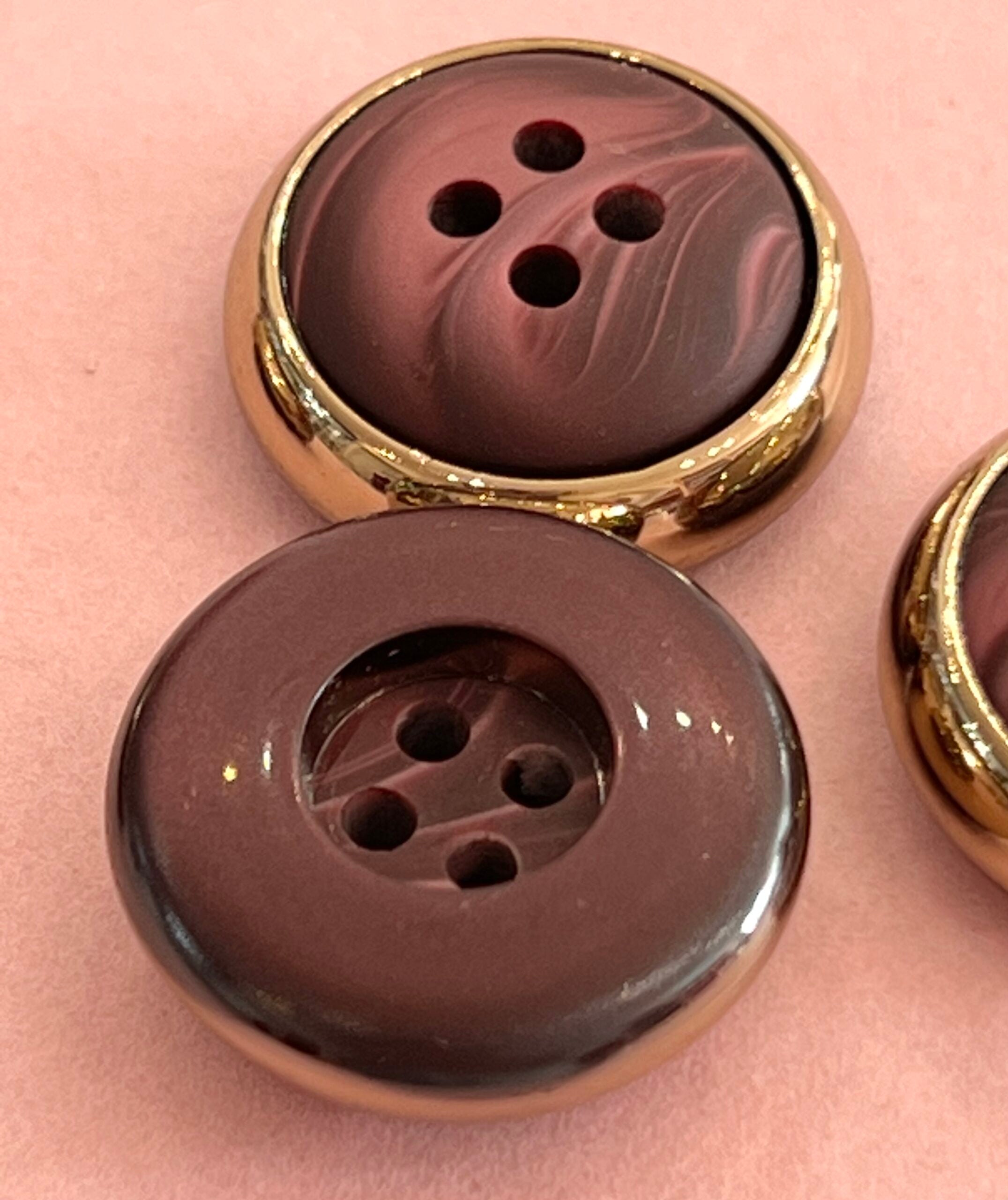 Chunky Marbled Wine And Gold 23mm Buttons