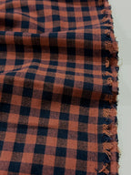 Koushi Gingham Check Japanese Yarn-Dyed Cotton Chambray by Lady McElroy - Terracotta