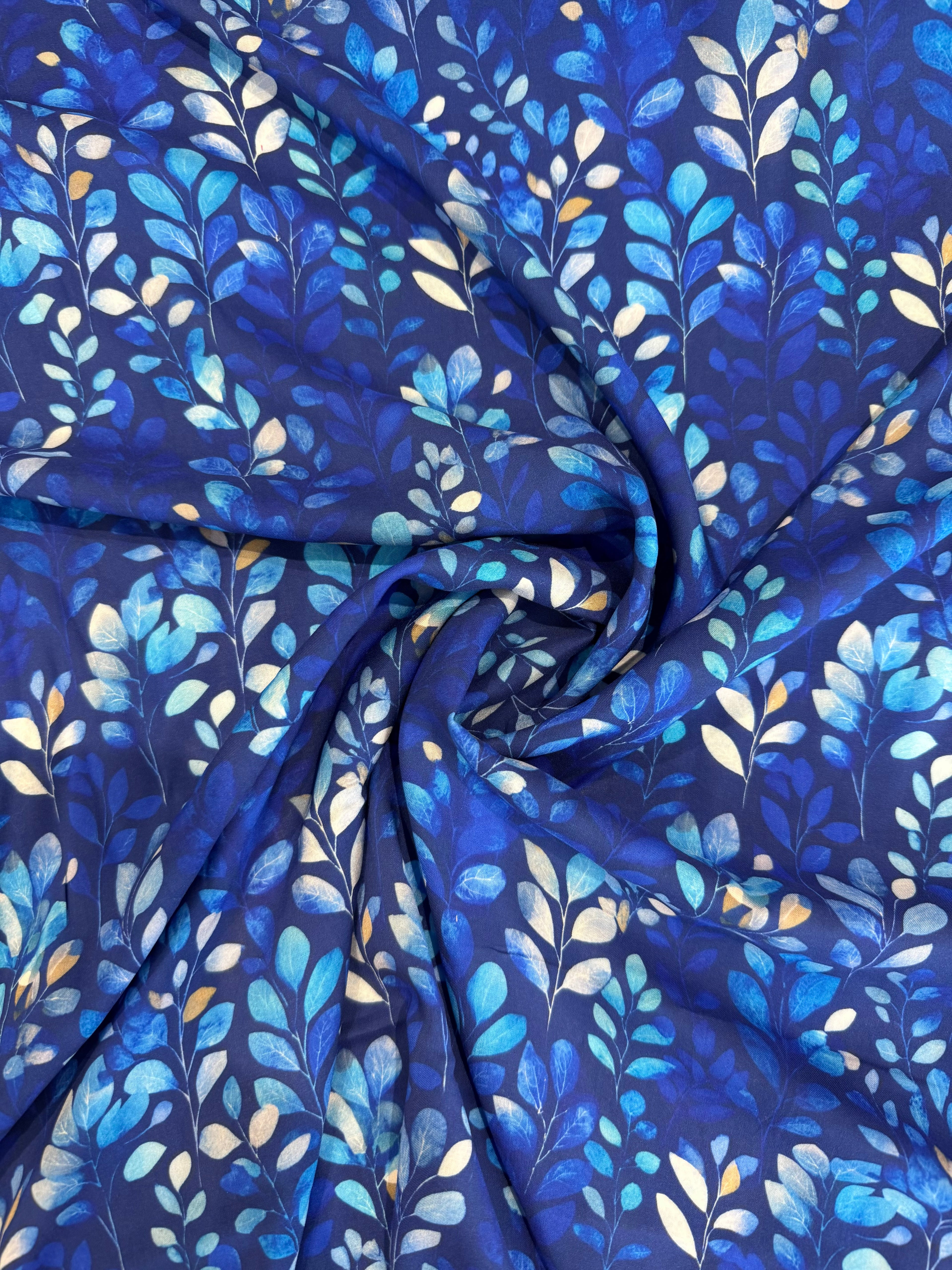 Colbalt Flowers Viscose Lawn