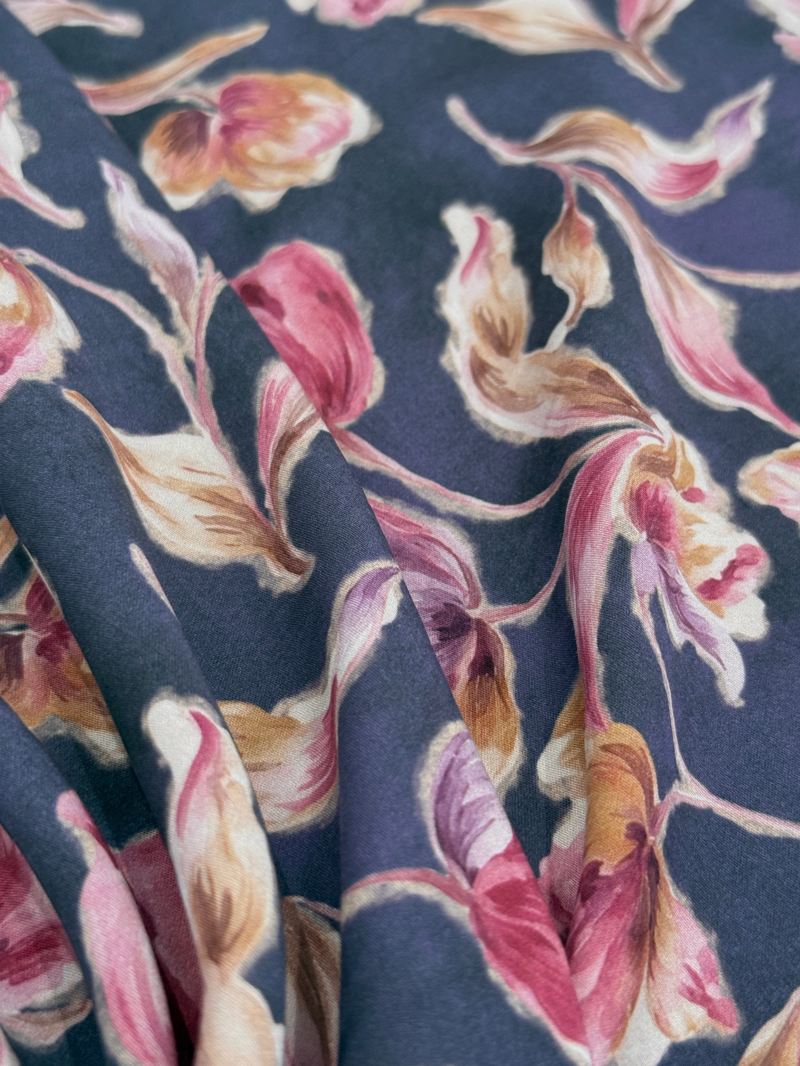 Vintage Blooms Viscose Satin - Mauve