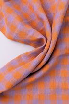Gallery Gingham Laundered Pure Linen - Tangerine - By Lady McElroy