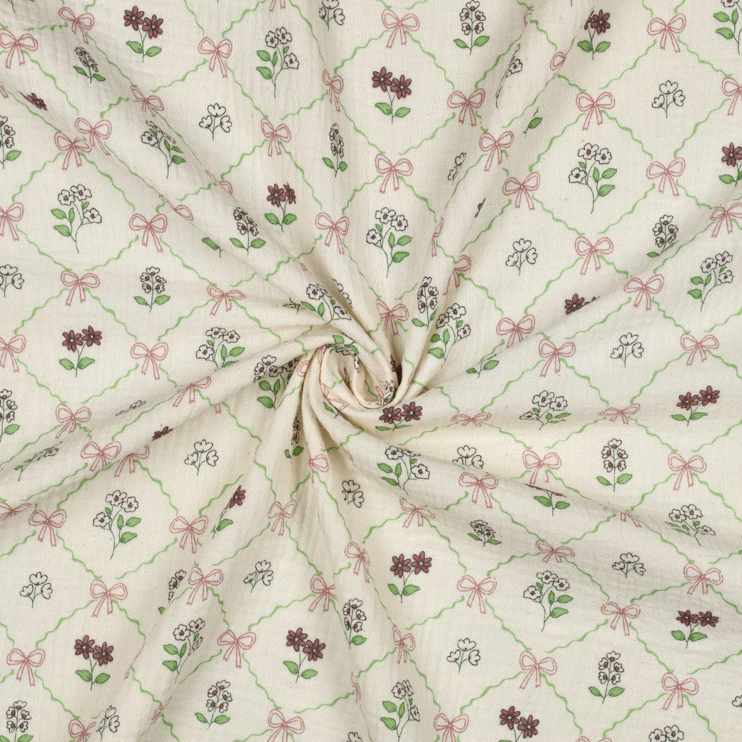 Bows & Blooms Cotton Double Gauze