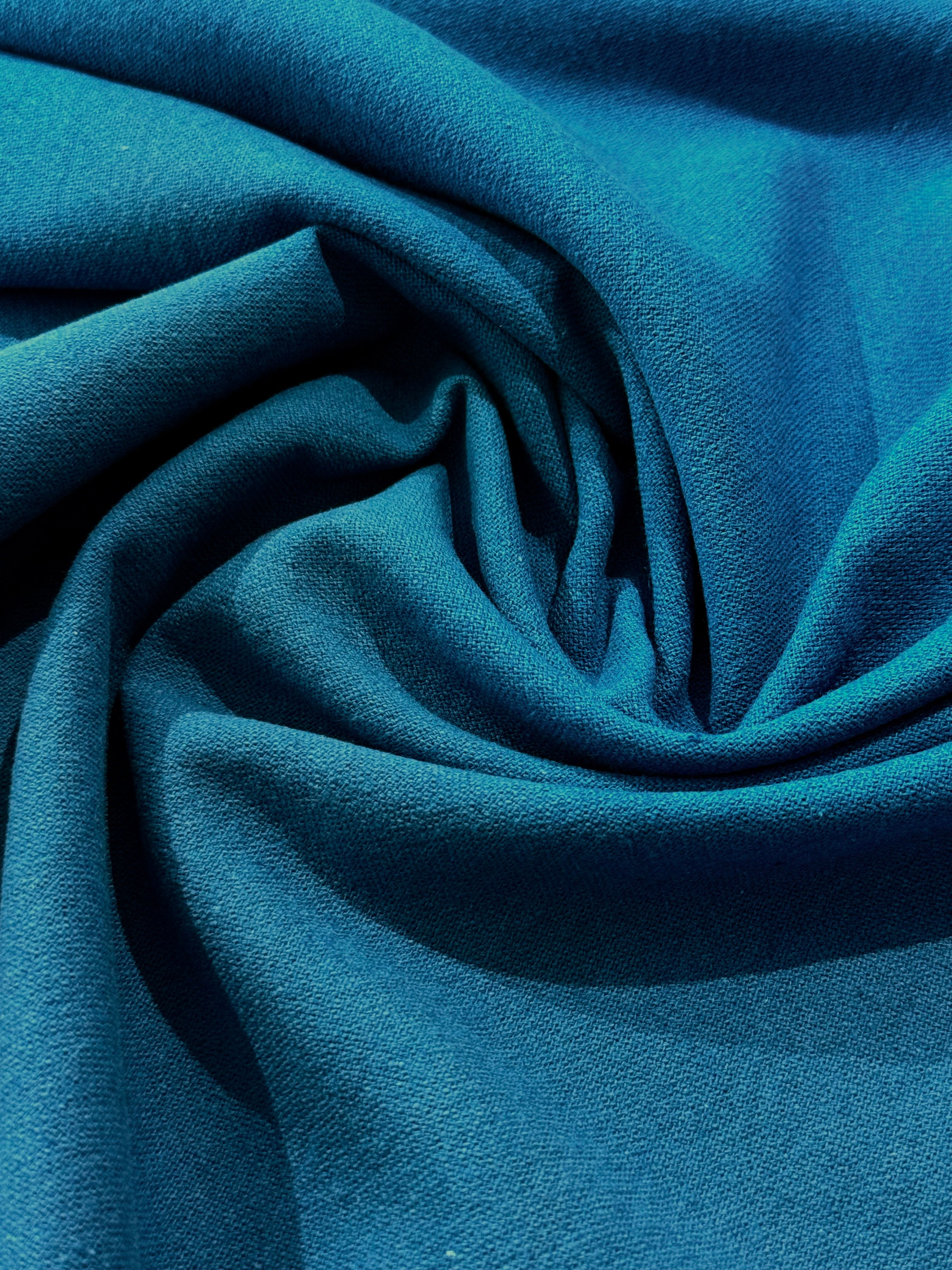 Peacock Blue Yarn Dyed Linen Cotton Blend