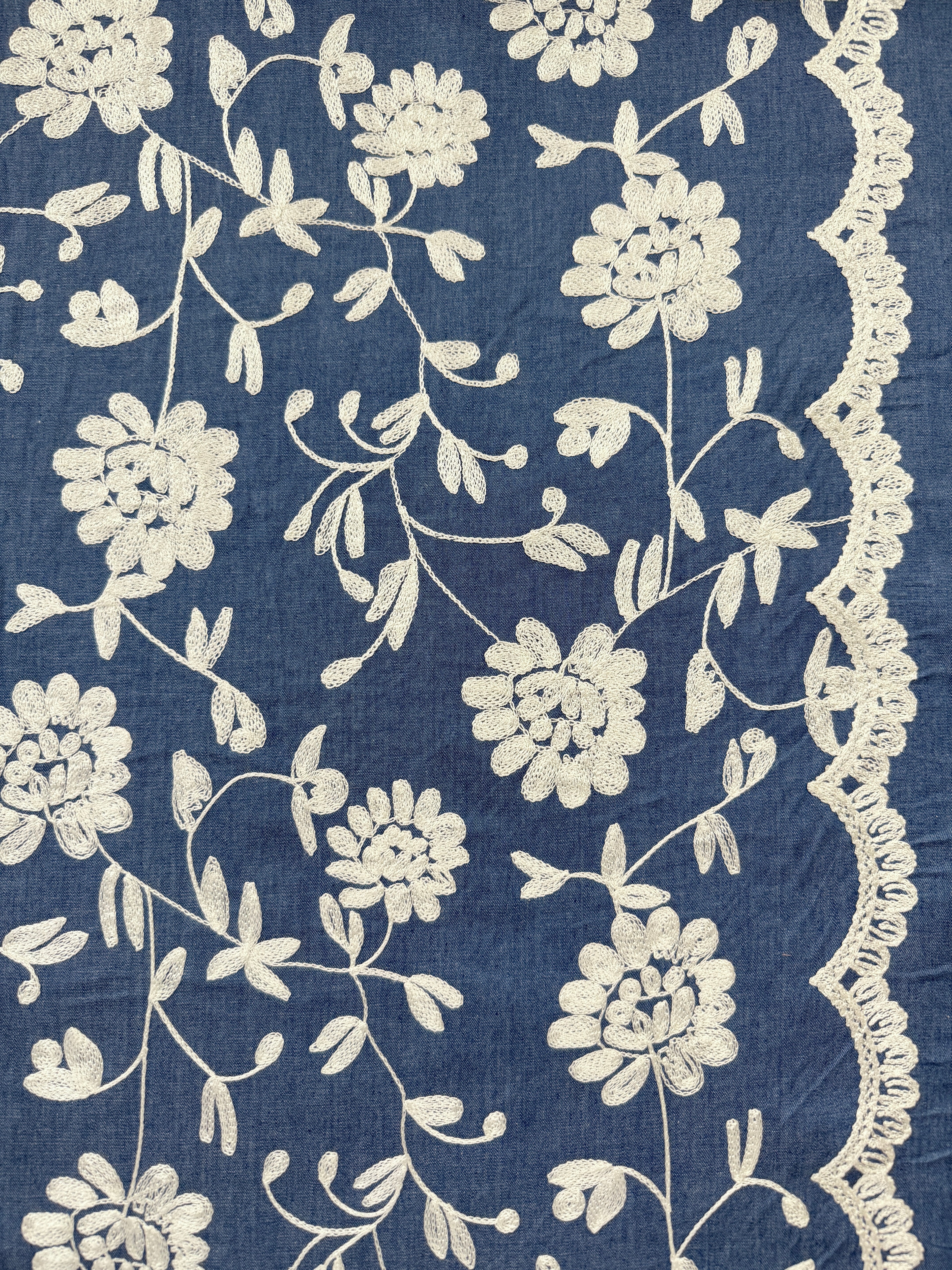Embroidered Floral Cotton Chambray