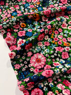 Wildflower Meadow Black Viscose Crêpe