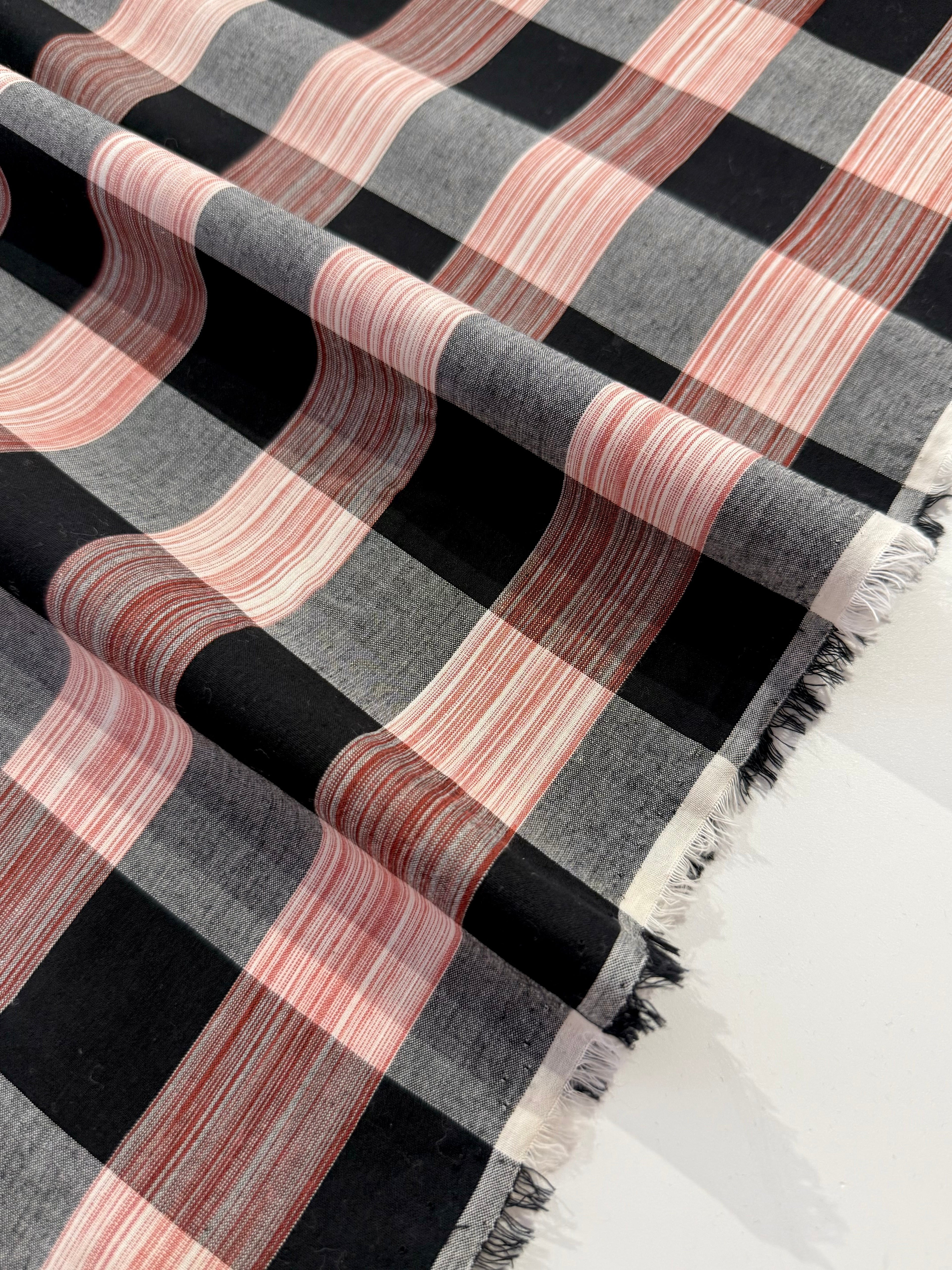 Black And Ruby Check Yarn Dyed Cotton